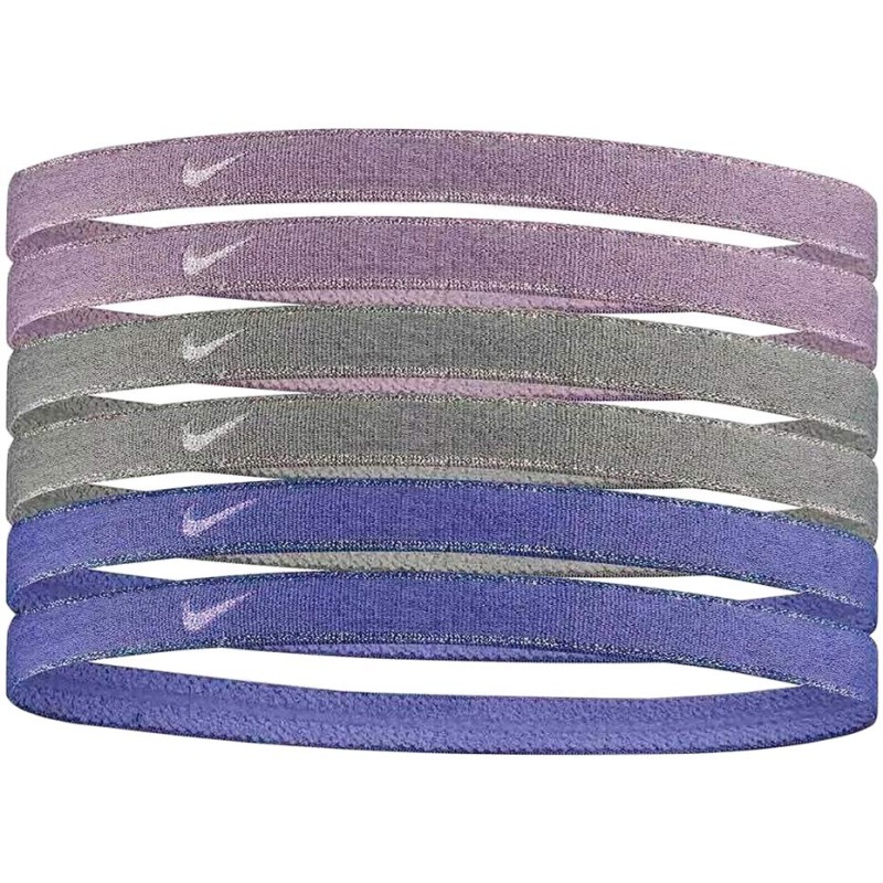 Opaski na głowę Nike Swoosh Sport 6 szt. fioletowe, szare, niebieskie N1002008935OS