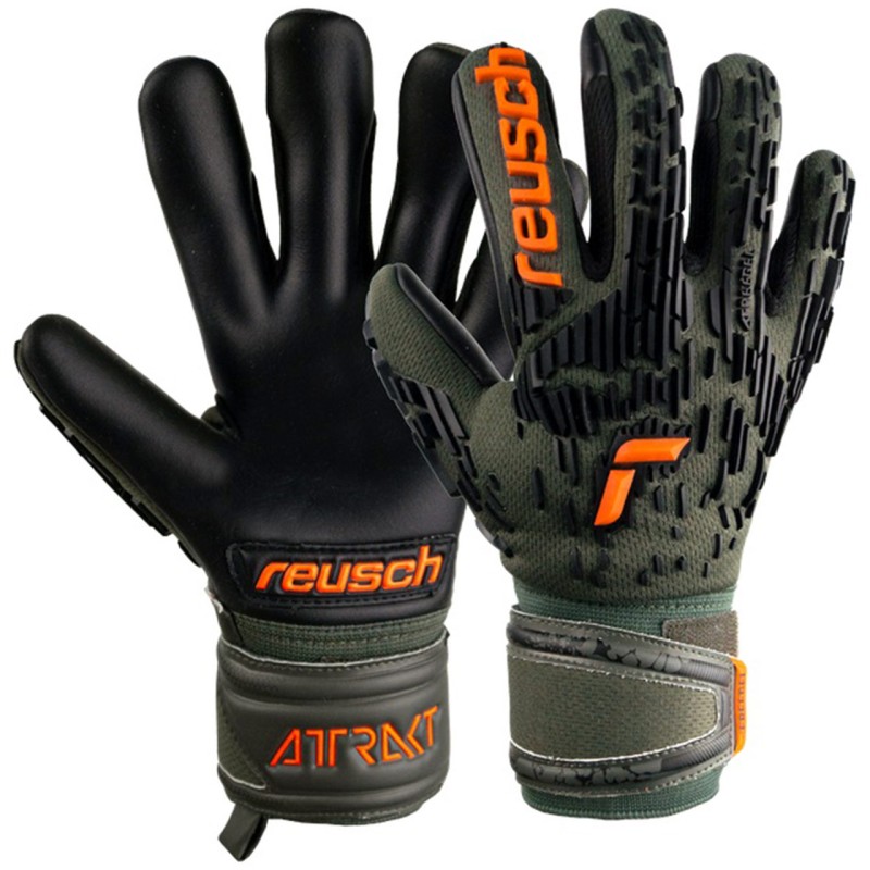 Rękawice bramkarskie Reusch Attrakt Freegel Silver Finger Support Junior zielono-czarne 5372030 5555