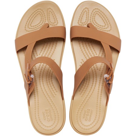 Klapki damskie Crocs Tulum Toe Post karmelowe 206108 277
